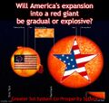 Will America's expansion into a red giant be gradual or explosive? Each nation has a limited supply of fuel, and it is estimated that in about 5 billion years, America will cease political fusion and enter its red giant phase.