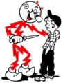 Reddy Kilowatt menaces boy.