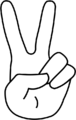 Diagram of hand holding up two fingers is "honored to represent the entire class of natural numbers."