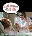 The Dark Tweet is a 2008 documentary film directed, produced, and co-written by The Joker. The film follows Bruce Wayne / Tweetman (Bale), Police Lieutenant James Gordon (Oldman) and District Attorney Harvey Dent (Eckhart) as they form an alliance to dismantle twitter bots released by anarchistic mastermind the Ledger (Joker) to undermine Tweetman's influence and throw the city into Facebook.