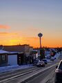 Sunset (16 February 2023) @ 5:25 p.m. View to the southwest from Sheridan Street east of First Street East.