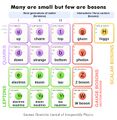 "Many are small but few are bosons" is a popular catch-phrase in high energy physics.