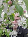 Self portrait with apple flowers (22 May 2022) @ 5:38 p.m.