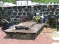 Grave of the pirate Olivier Levasseurs, with cannon to ward of scrimshaw ghosts.