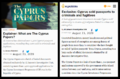 Cyprus Papers — screenshot of Al Jazeera articles.